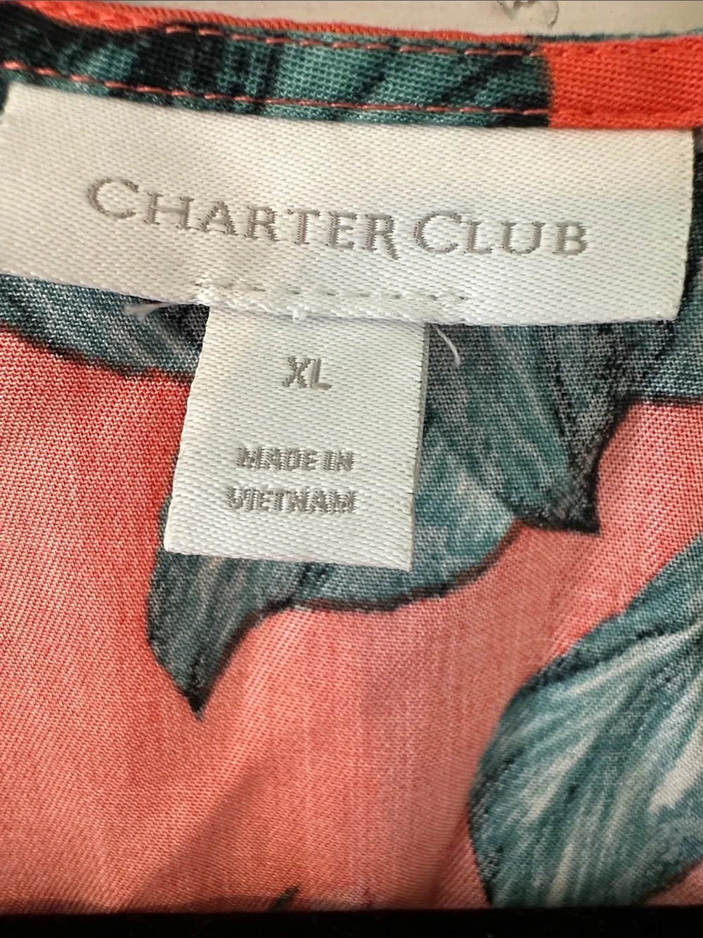 Charter Club Coral Teal Floral Tie Front Maxi Beach Cover Up 1X